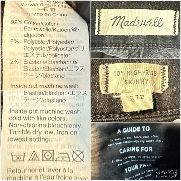 Madewell 10" High-Rise Skinny Black Jeans Size 27 - Picture 5 of 5